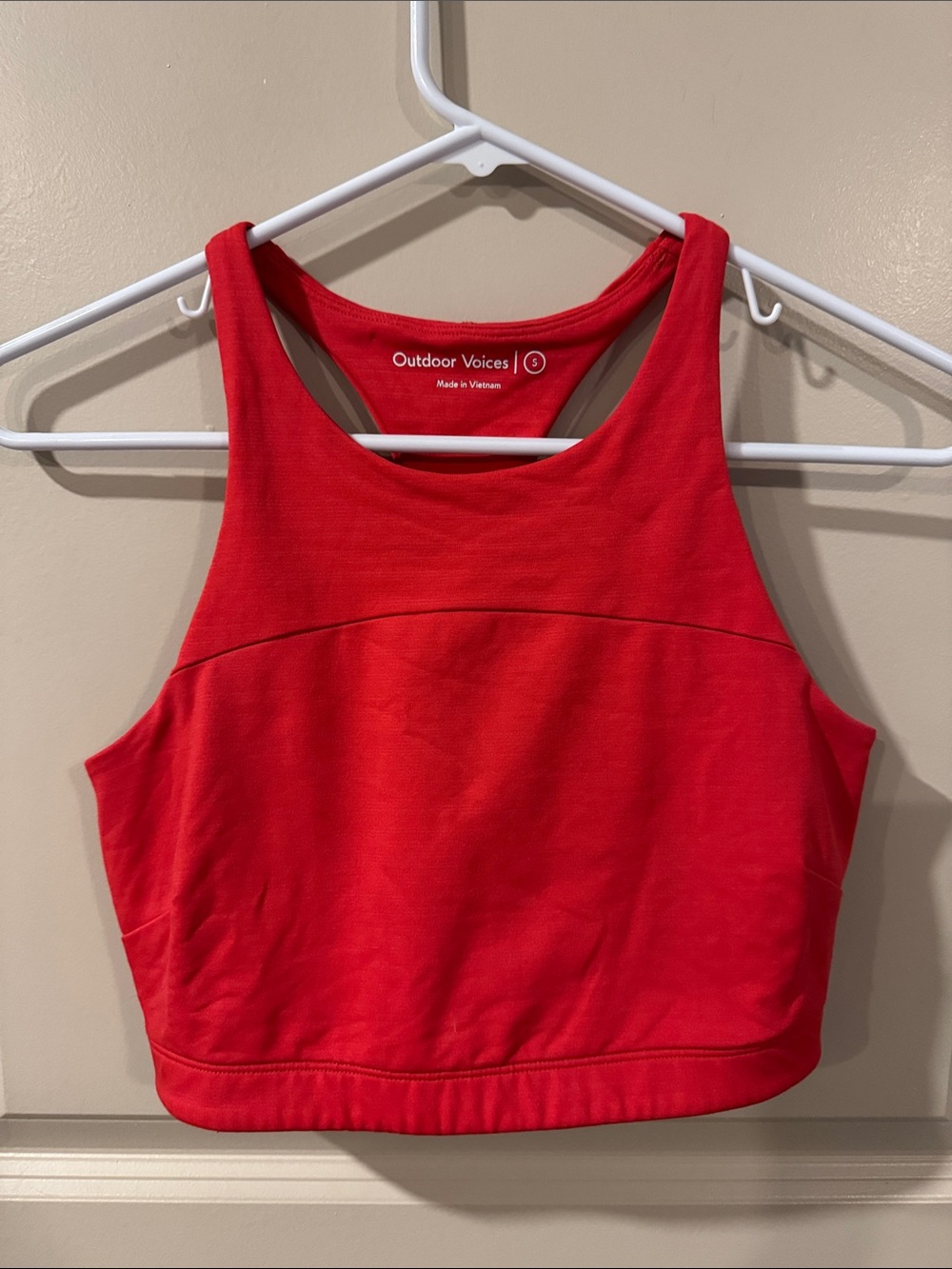 Outdoor Voices Bright Red High-Neck Crop Sports Bra
